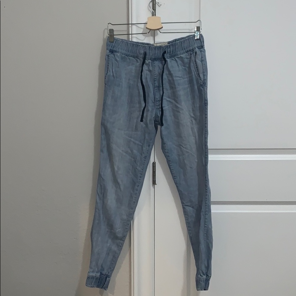 Light blue jean joggers